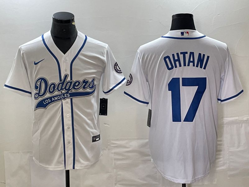 Men Los Angeles Dodgers 17 Ohtani White Nike Game MLB Jersey style 3